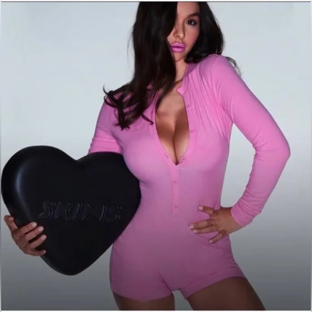 Skims RARE Bubblegum Soft Lounge Button Up Henley Onesie